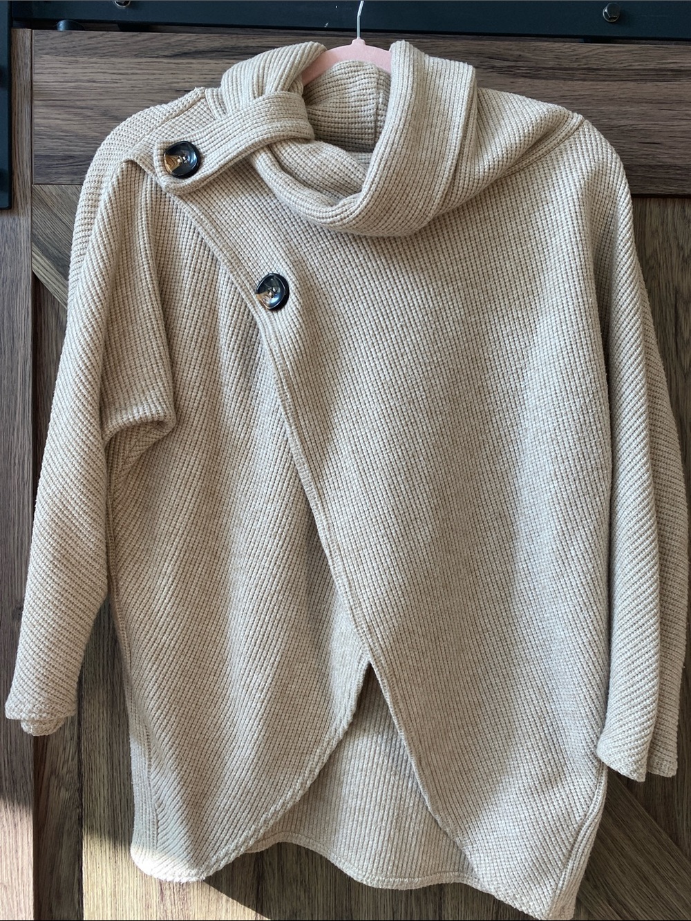 Joseph Ribkoff beige cowl neck sweater in a women's size 14 (CAN)